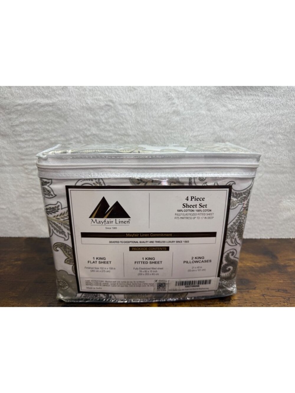 Mayfair Linen 800 Thread Count King 4-Piece Egyptian Cotton Sheet Set Sateen